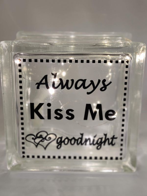 Always Kiss Me Goodnight Glass Block