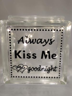 Always Kiss Me Goodnight Glass Block