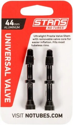 Stan&#39;s NoTubes Alloy Valve Stems - 44mm, Pair, Black