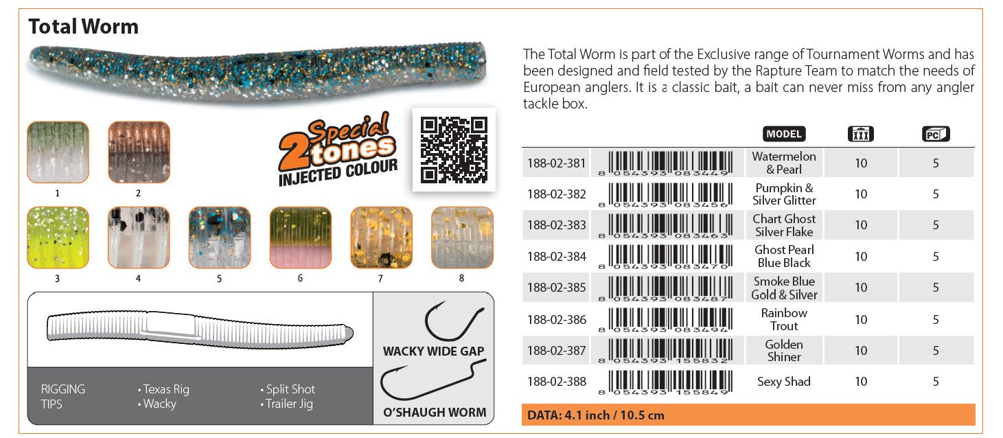 Total Worm, Color: Ghost Pearl Blue &amp; BF  4.1 inch  *188-02-384