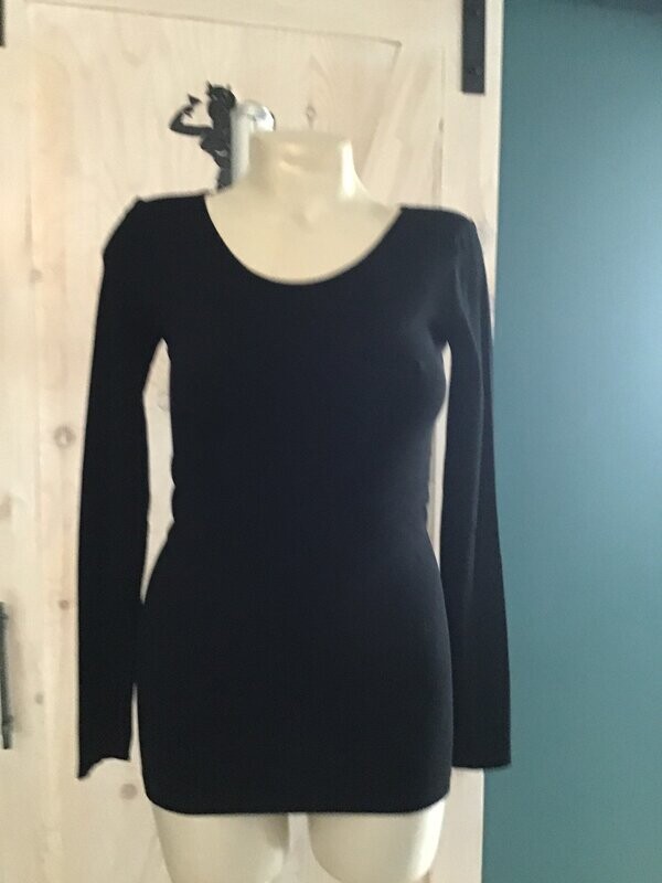 CEBT1202 Bamboo Long sleeve Scoop Neck, Color: Black, Size: One Size