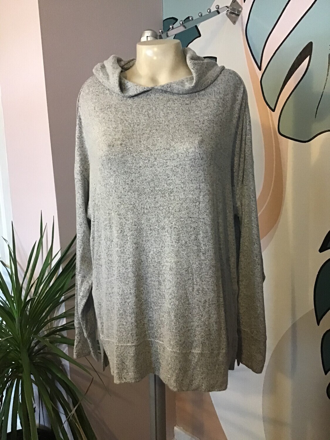 Sale CET3953 Rayon Soft Knit Oversized Pullover , Color: Heather Silver, Size: OS