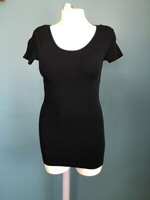 CEBT1205 S/S Scoop Neck Top, Color: Black, Size: One Size