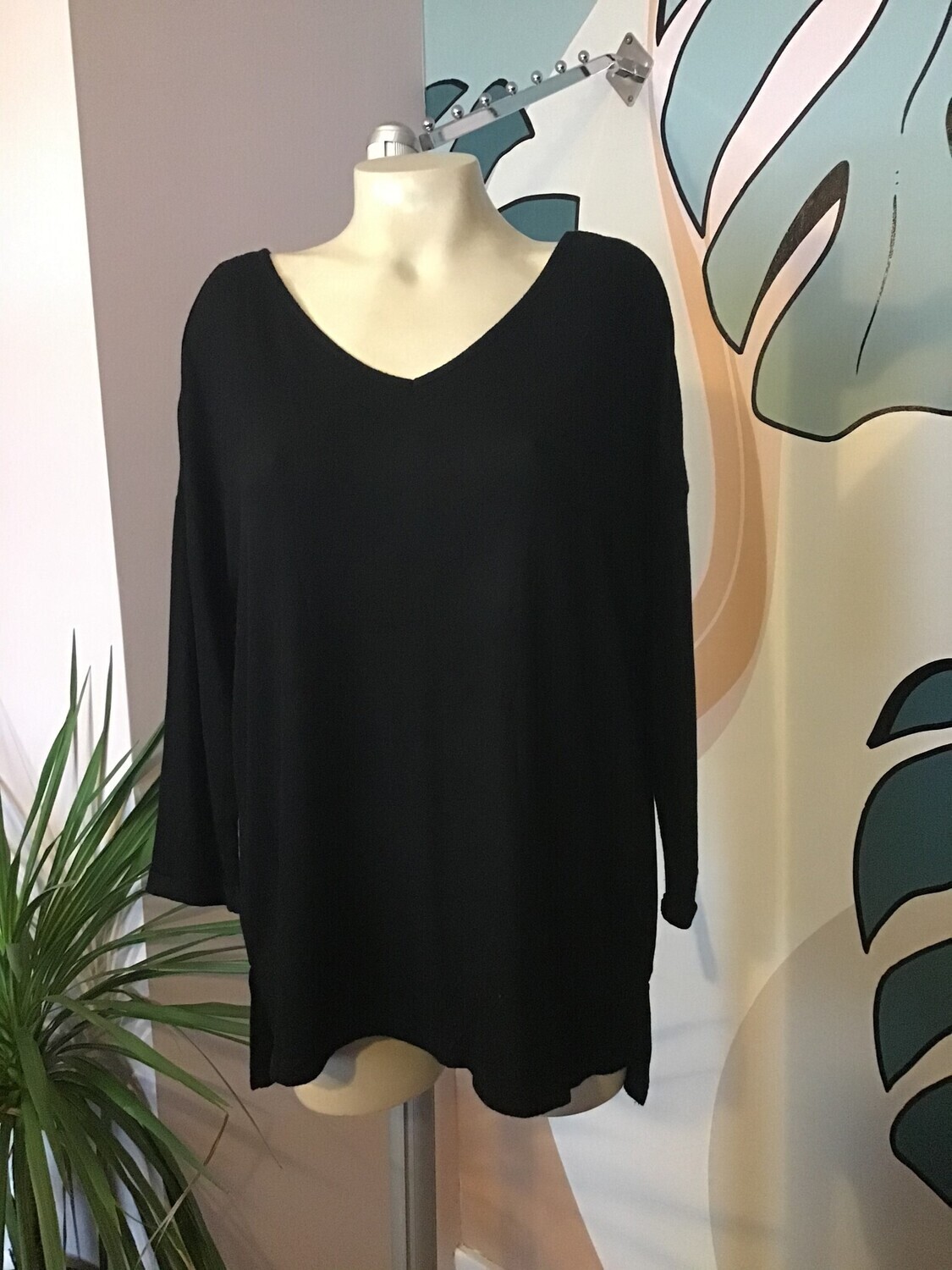 Sale CET3952 Rayon Soft Knit V Neck, Color: Black, Size: OS