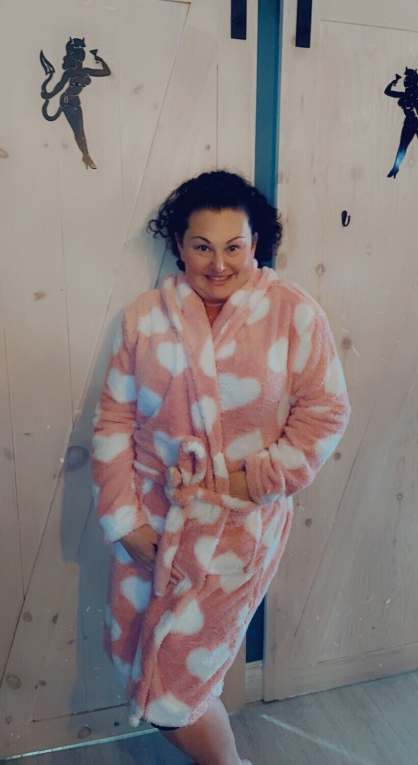 Sale 2030  Heart Hooded Robe , Color: Pink, Size: Small