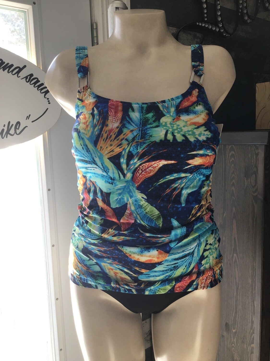 Sale T2-204 Tropical Dream D Cup Tankini, Color: Multi/Black, Size: 8