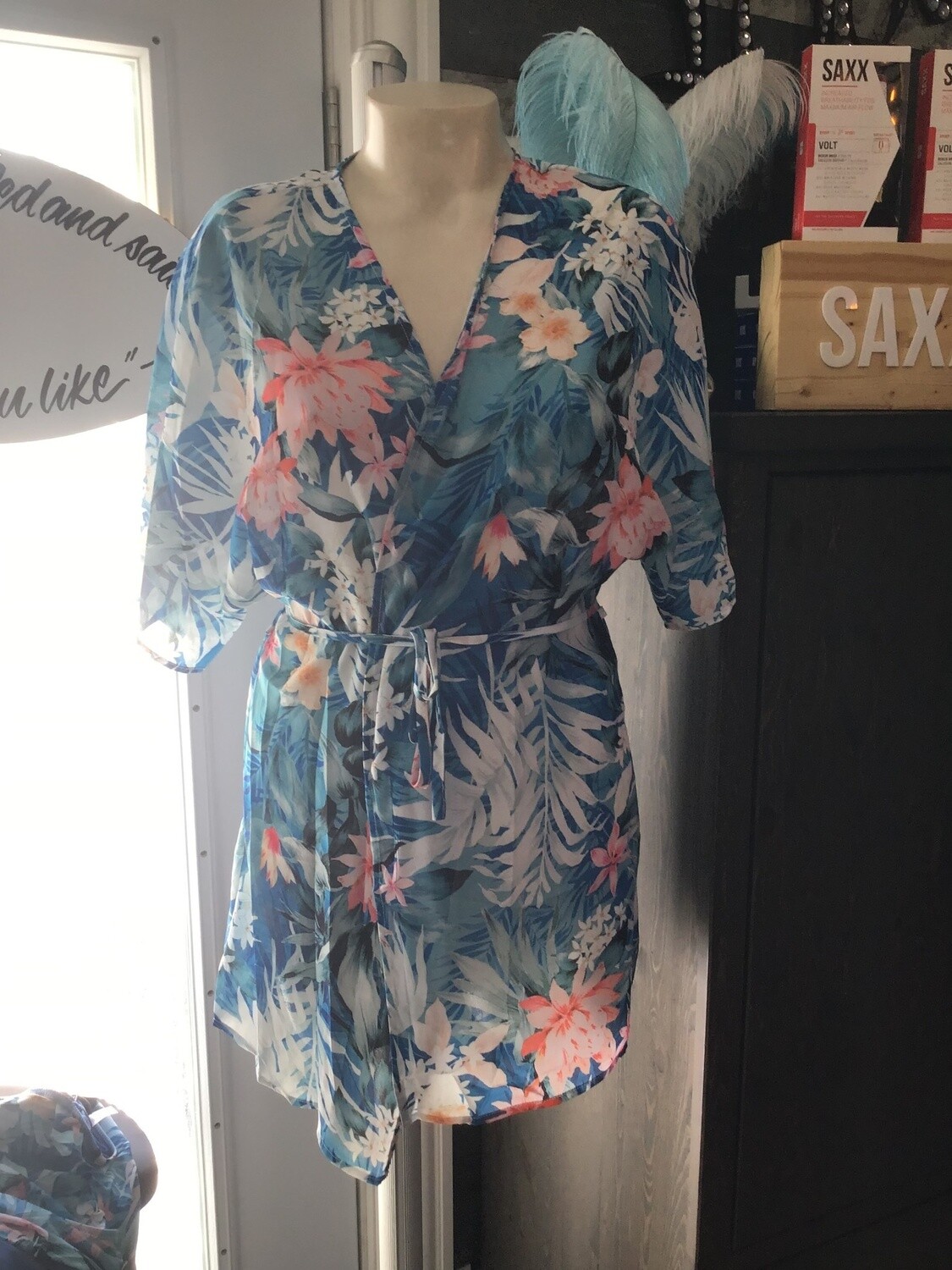 ESFLJ0175 Cover Up Kimono, Color: Sunrise, Size: XS/S
