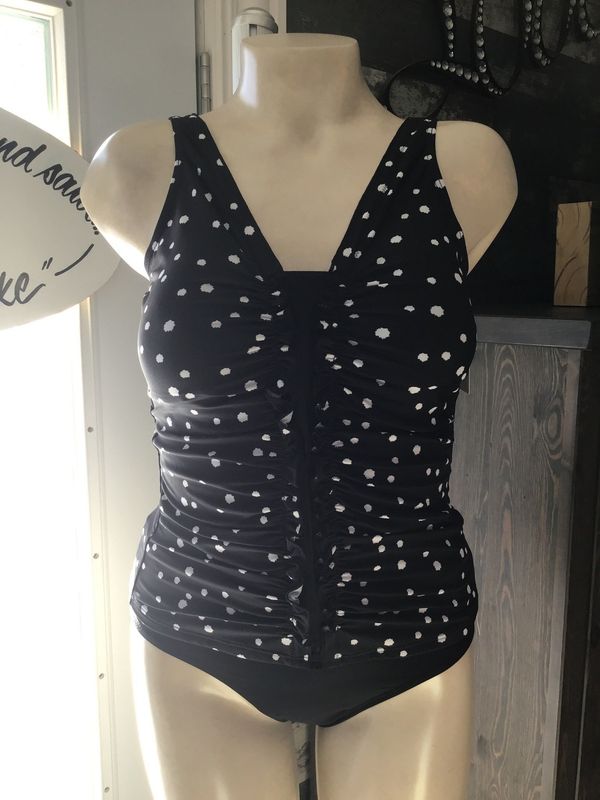T5-211 Polka Dots Frill Front Tankini