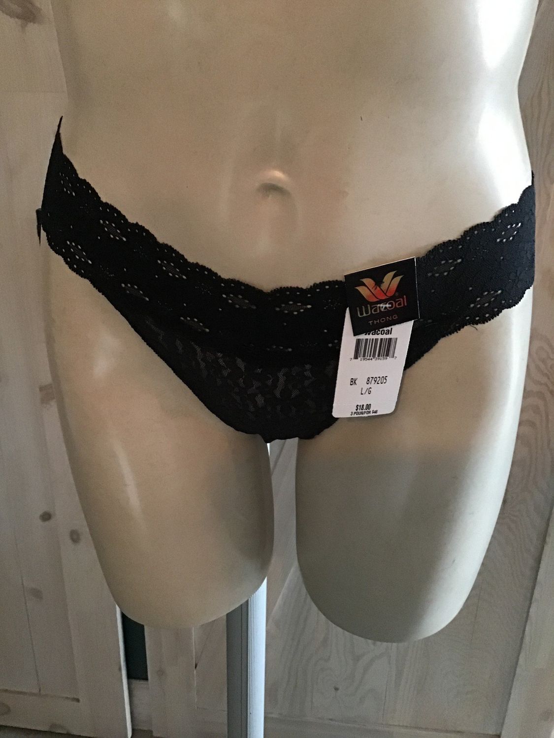 879205 Lace Thong, Color: Black, Size: S