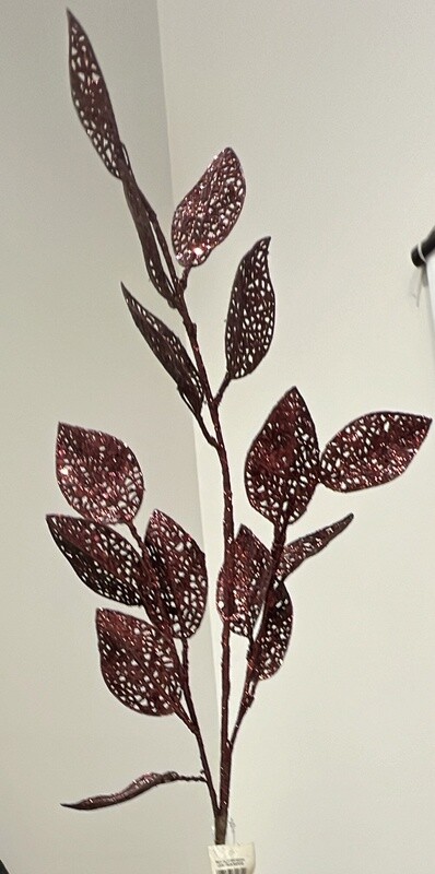 Burgundy glitter leaf pick