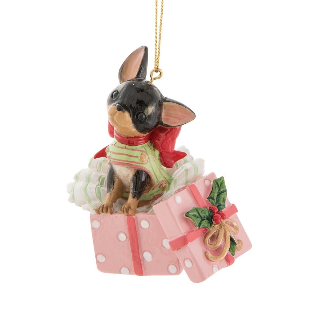 Chihuahua Present Ornament