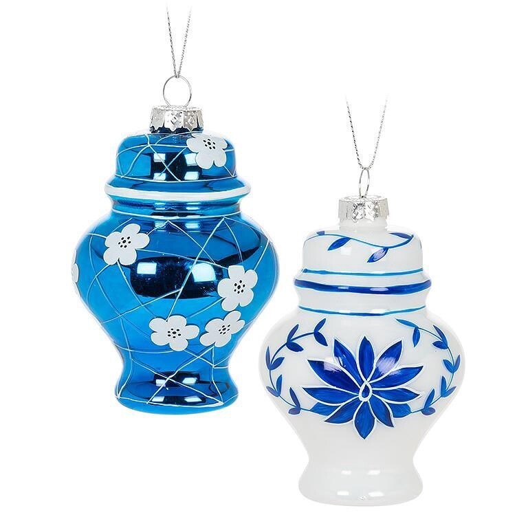 Ginger Jar Ornament - Blue/White