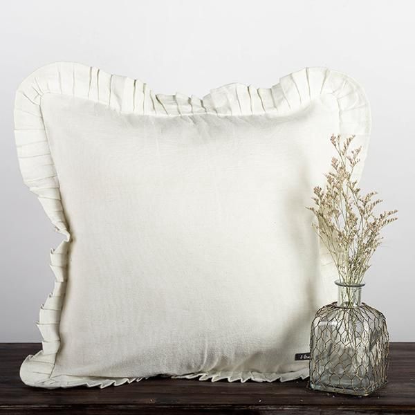 Cream Ruffled Pillow