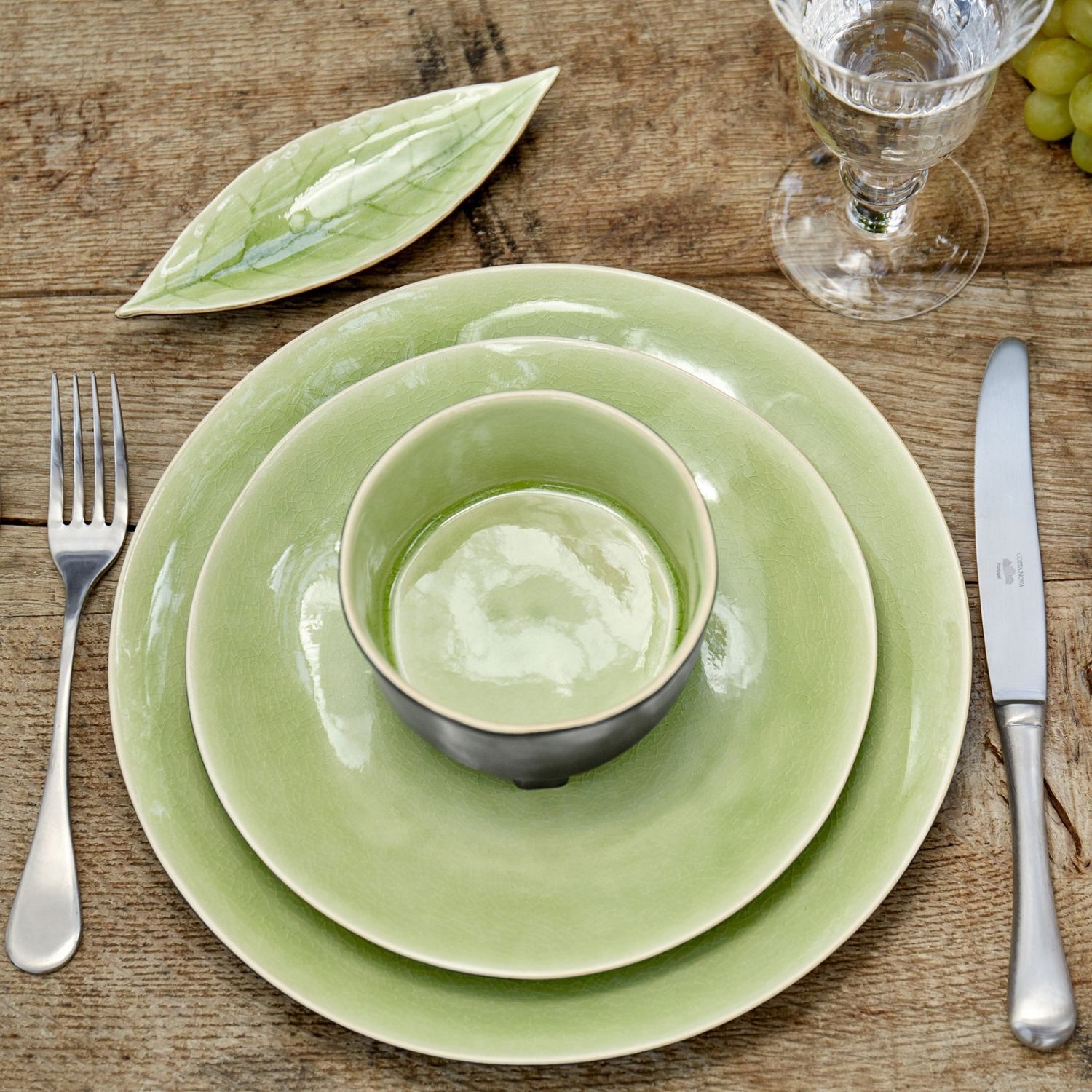 Footed Fruit Bowl - Green Riviera Collection