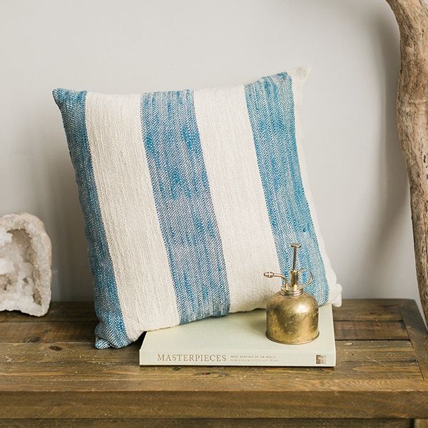 Blue &amp; Beige Striped Cushion