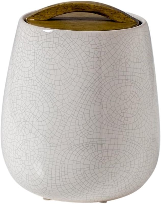 Basalt Crackle Glaze Canister w/ Wooden Lid - Tall