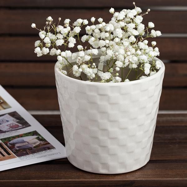 White on White Flower Pot
