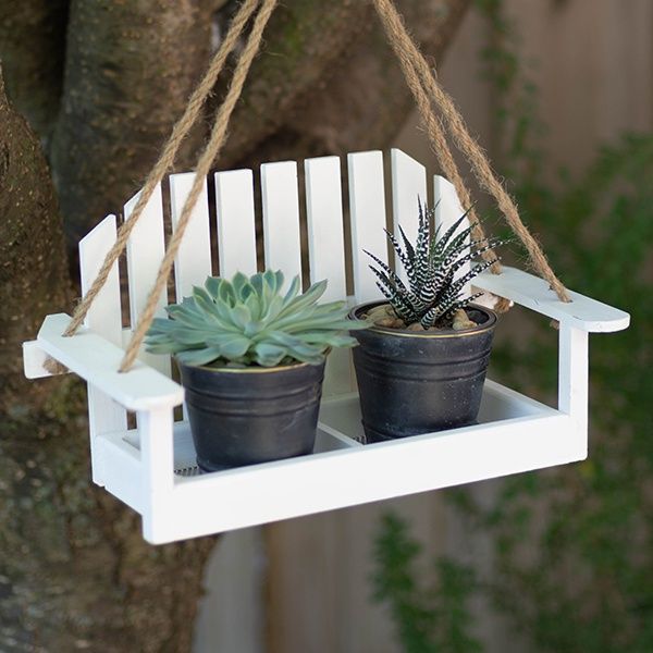 Bird Feeder - Hanging White Chair