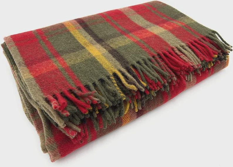 Highland Wool Tartan Blankets, Colour: Dark Maple