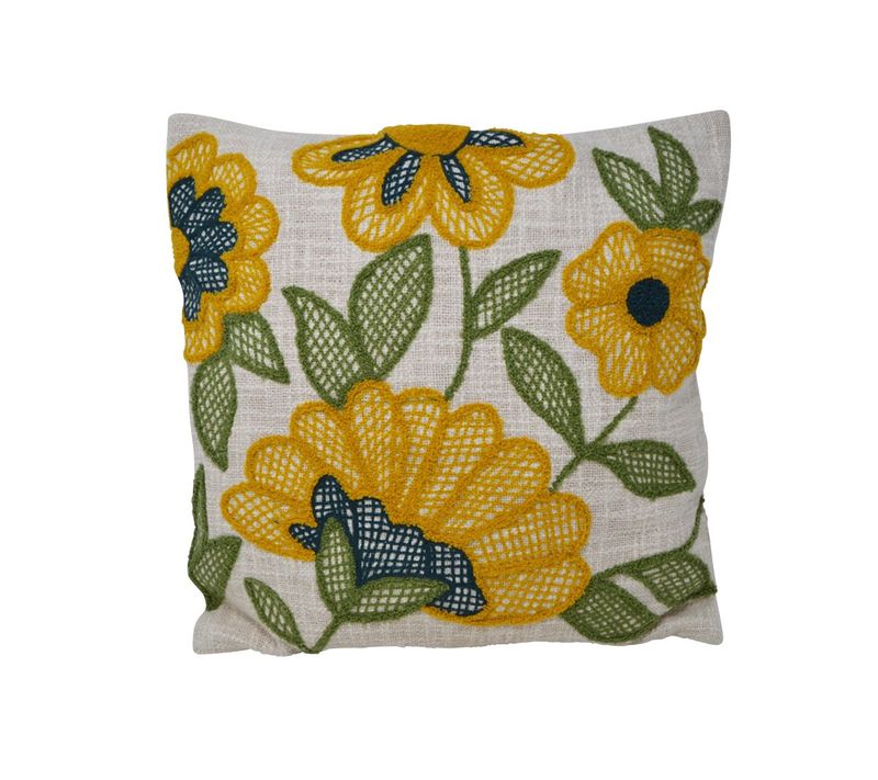 Embroidered Sunflower Cushion