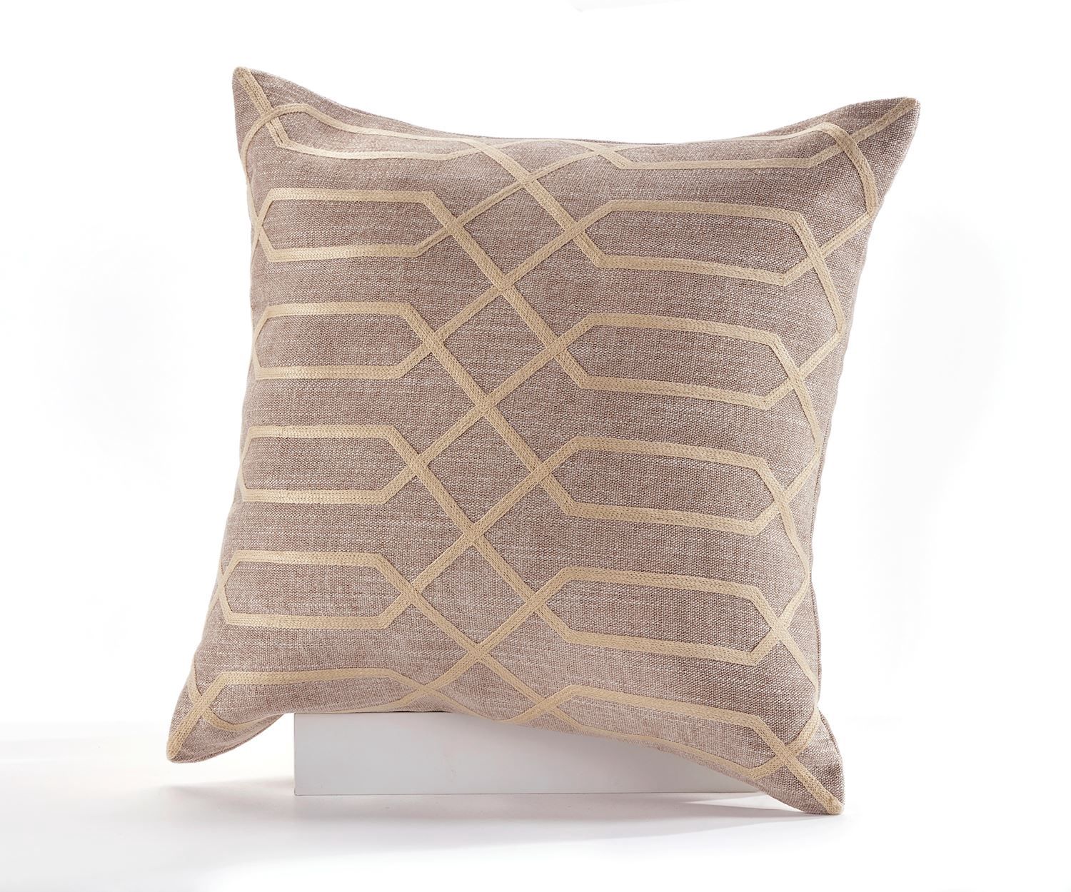 Beige Pillow w/Geometric Design