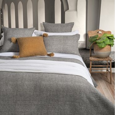 Home Chambray Grey Coverlet, Size: Double-Queen