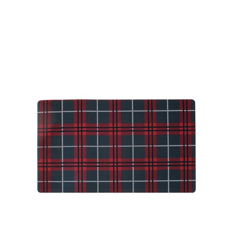 Check Washable Mat - Red