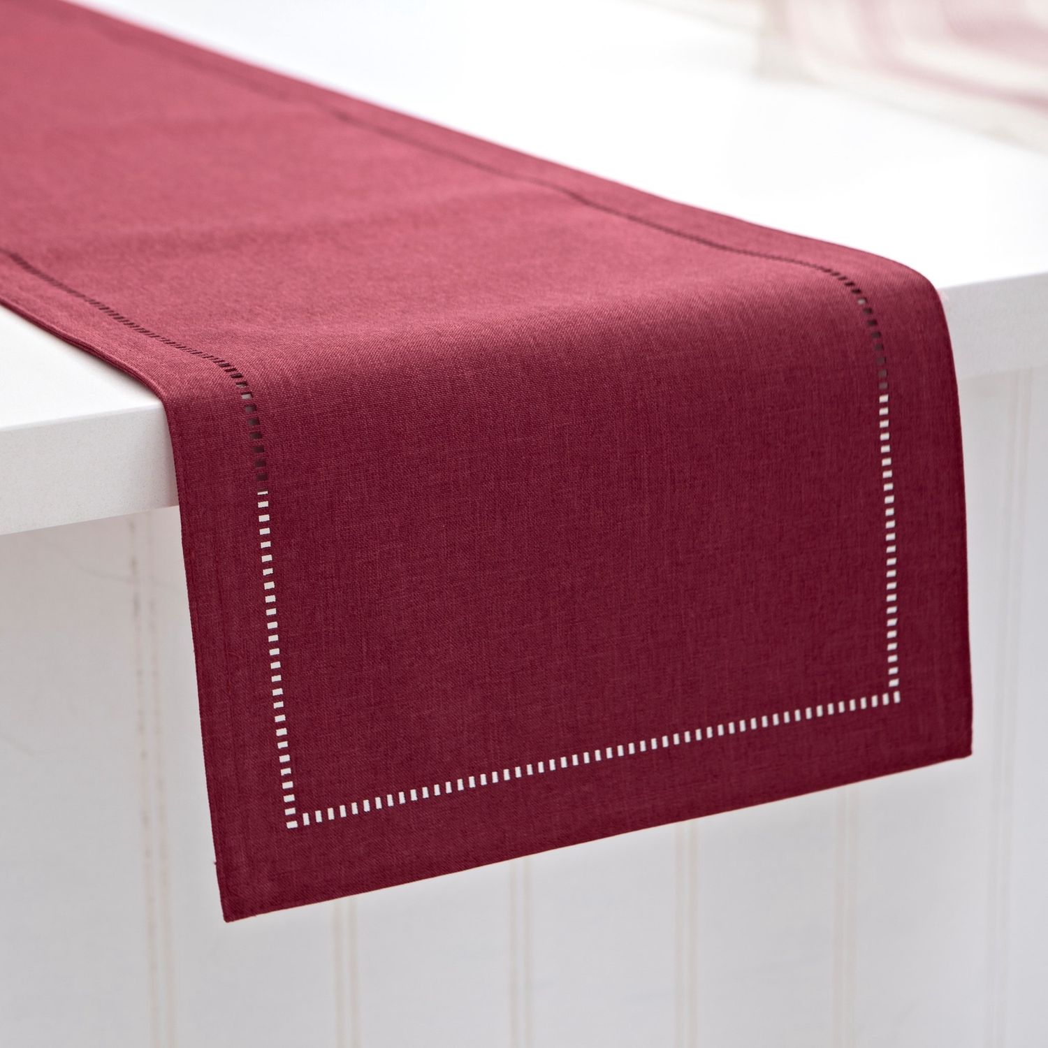 Hemstitch Table Runner - Wine
