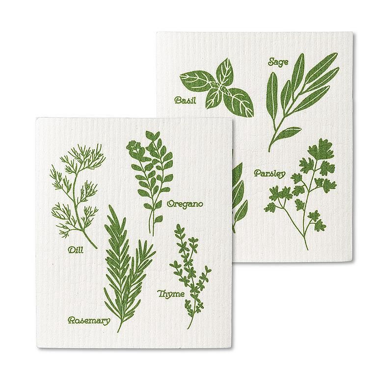 Assorted Herbs Dishcloths - Set of 2