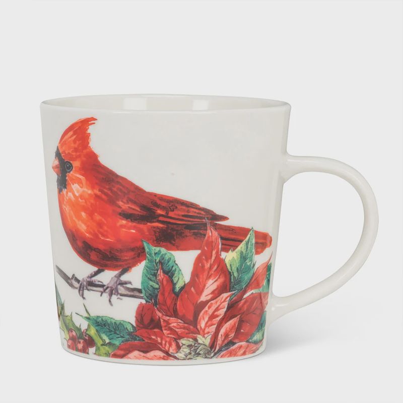 Cardinal/Poinsettia Ceramic Mug