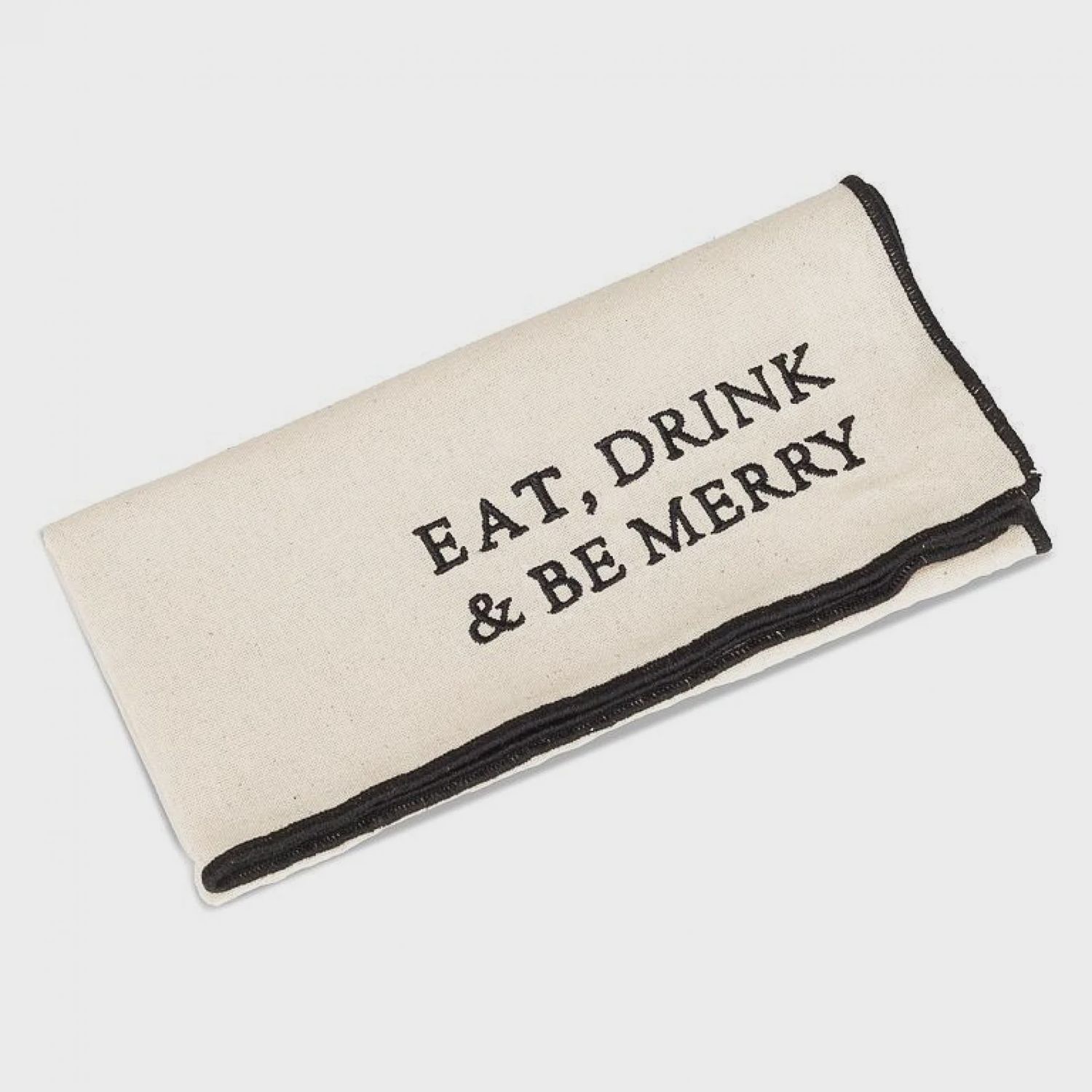Eat, Drink &amp; Be Merry Stitch Napkin - Black