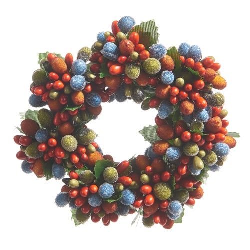 Beaded Berry Candle Ring - 4.5”