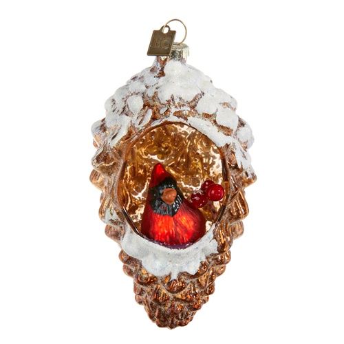 Cardinal in Pinecone Ornament