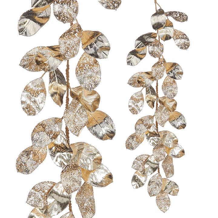 Bead &amp; Pearl Jeweled Magnolia Leaf Garland