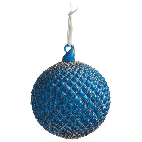 Cobalt Blue Quilted Ball Ornament