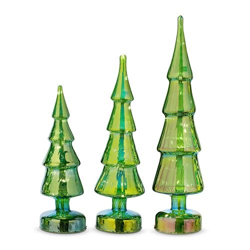 Lighted Green Iridescent Trees