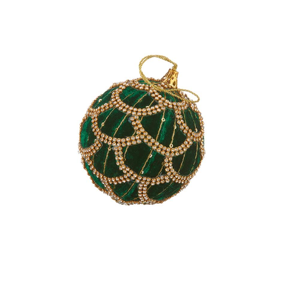 Jeweled Green Velvet Ball Ornament