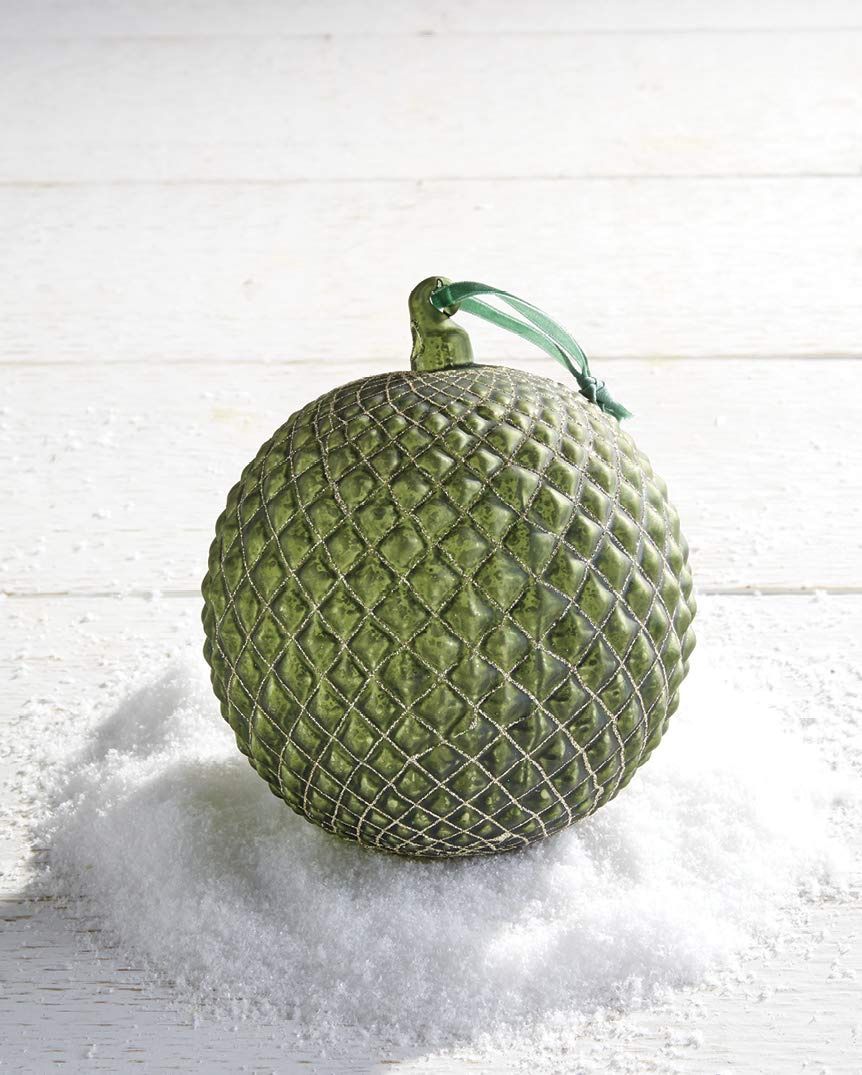 Green Quilted Glass Ornament