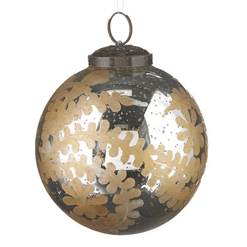 Etched Mercury Glass Ball Ornament