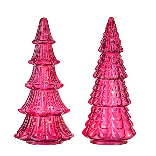 Textured Glass Pink Trees