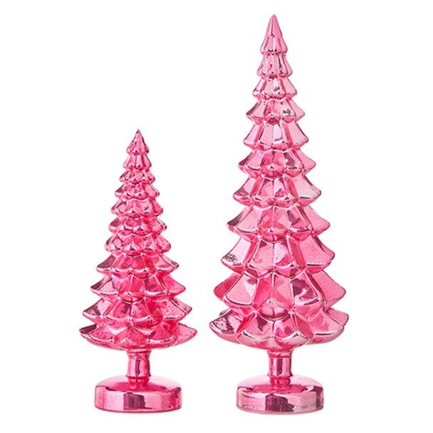Pink Metallic Glass Christmas Trees
