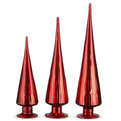 Red Ribbed Mercury Glass Trees