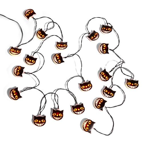 Scaredy Cat String Lights on Black Wire
