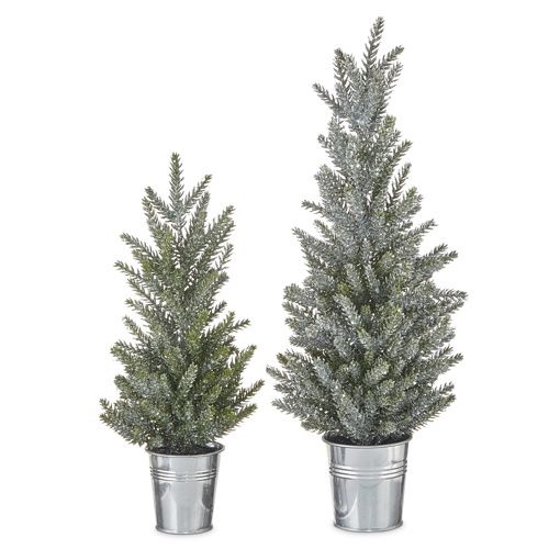 Potted Glitter Tree in Galvanized Bucket