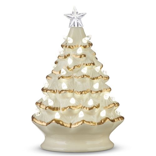Lighted White &amp; Gold Vintage Tree