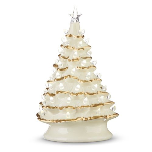 White &amp; Gold Vintage Lighted Tree