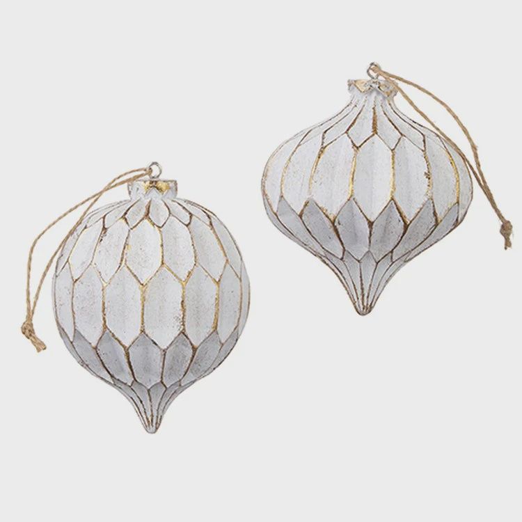 Textured White &amp; Gold Ornament