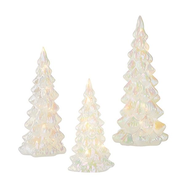 White Iridescent Glass Trees