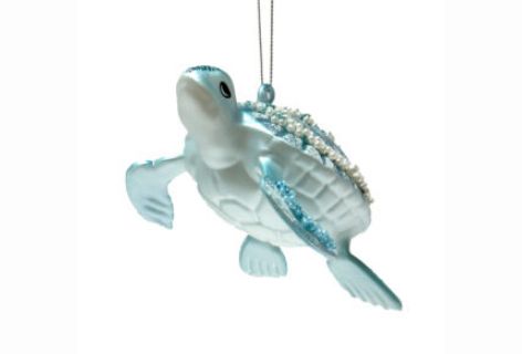 Blue Glass Hanging Turtle Ornament