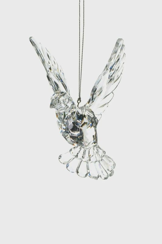 Clear Hanging Dove Ornament